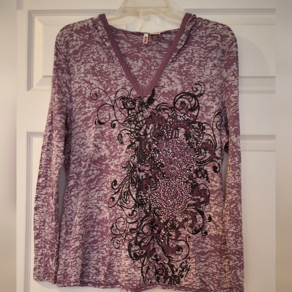 💥SALE💥Bongo, Hooded Long Sleeve Embellished Top